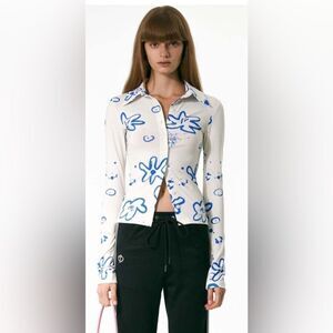 Button Down Hippie Flower Shirt Open Product Size 2